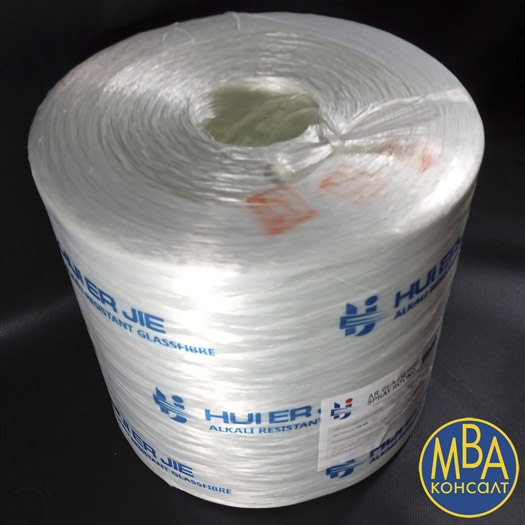 Щелочестойкая стеклянная нить режется на чопсы и получается фибра для премикса СФБ Щелочестойкая стеклянная нить режется на чопсы и получается фибра для премикса СФБ