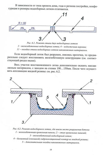 Страница №19. Указания по ремонту лотковых крыш с устройством гидроизоляции из жидкой резины