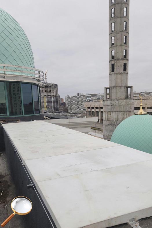 Монтаж крышек из стеклофибробетона на парапет крыши